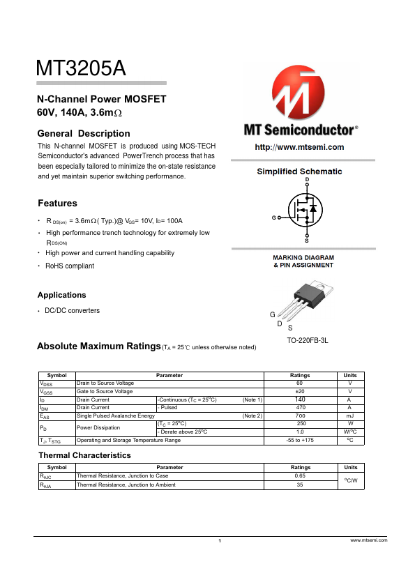 MT3205A Datasheet Preview