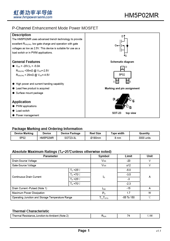 HM5P02MR Datasheet Preview