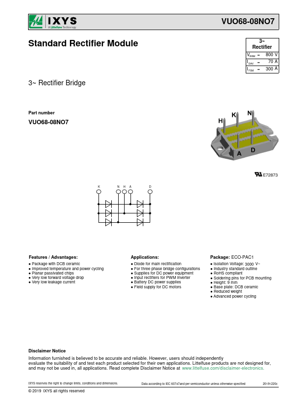 VUO68-08NO7 Datasheet Preview