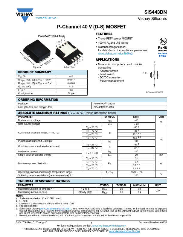 SIS443DN Datasheet Preview