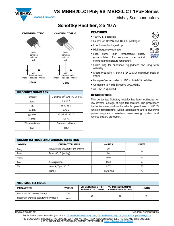 VS-MBRB2045CTPbF