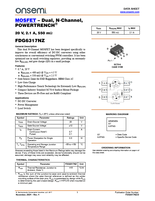 FDG6317NZ Datasheet Preview