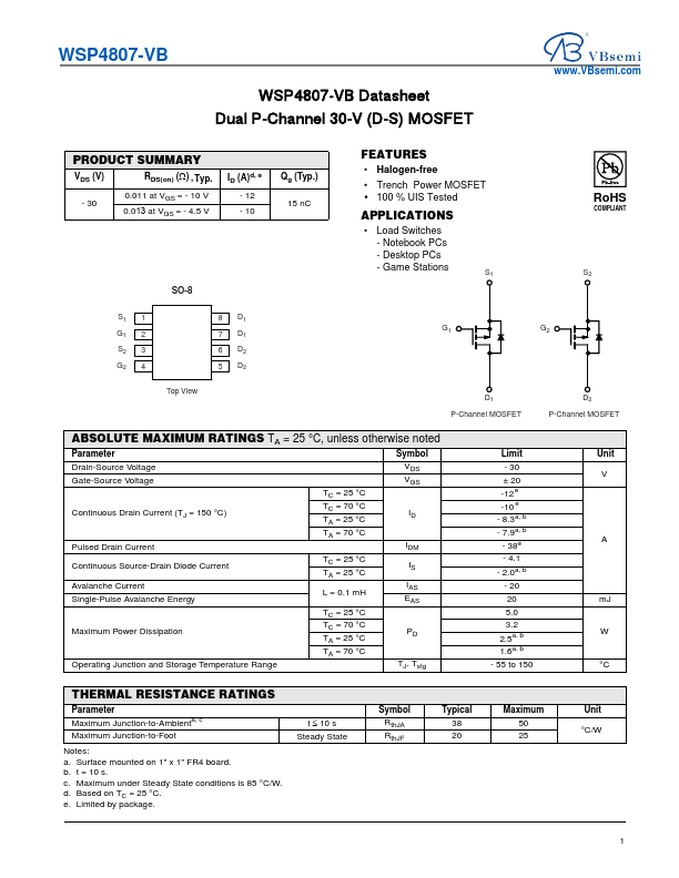 WSP4807 Datasheet Preview