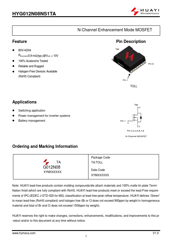 HYG012N08NS1TA Datasheet Preview