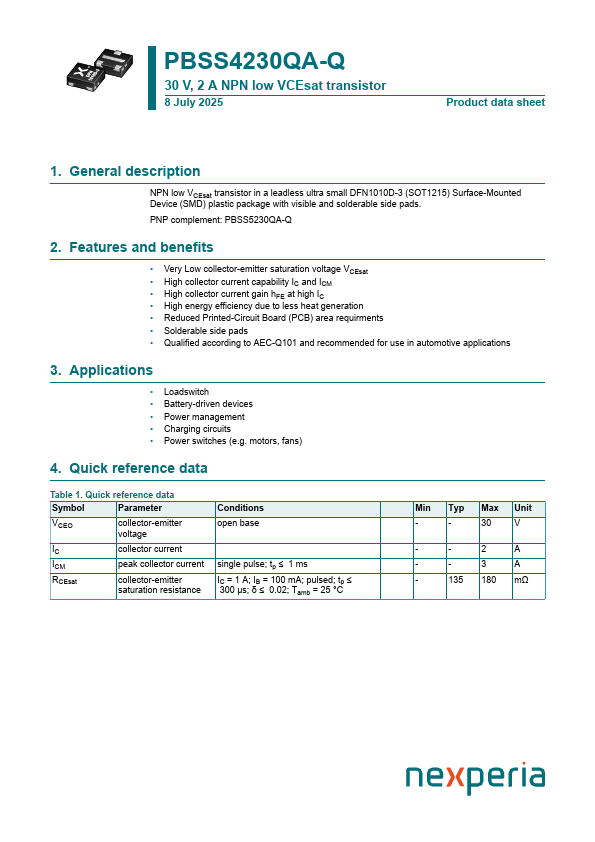 PBSS4230QA-Q Datasheet Preview