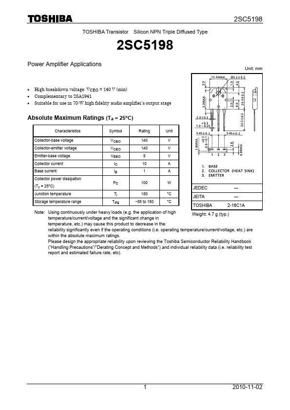 C5198 Datasheet PDF - Datasheet4U.com