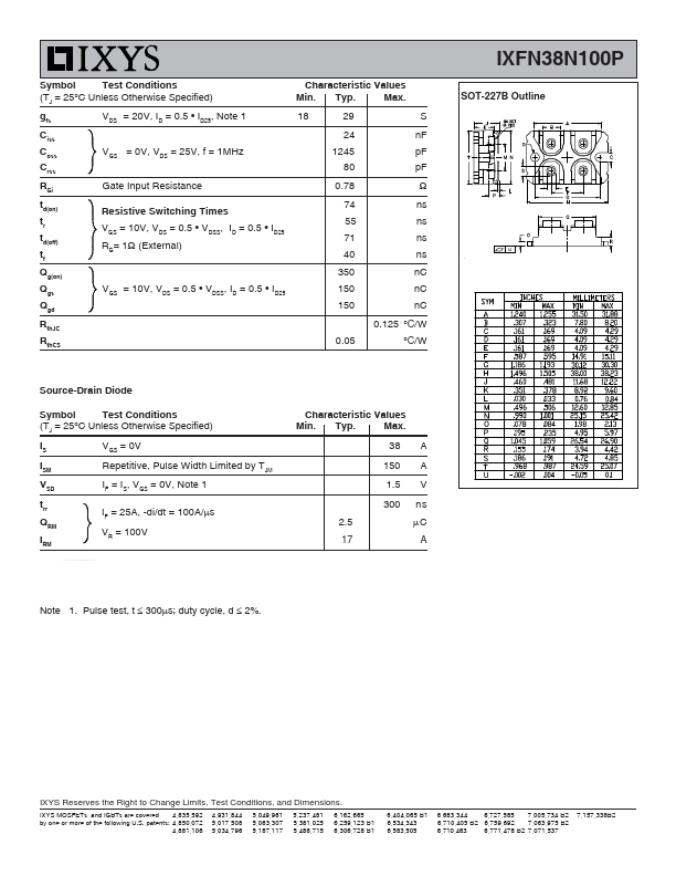 IXFN38N100P