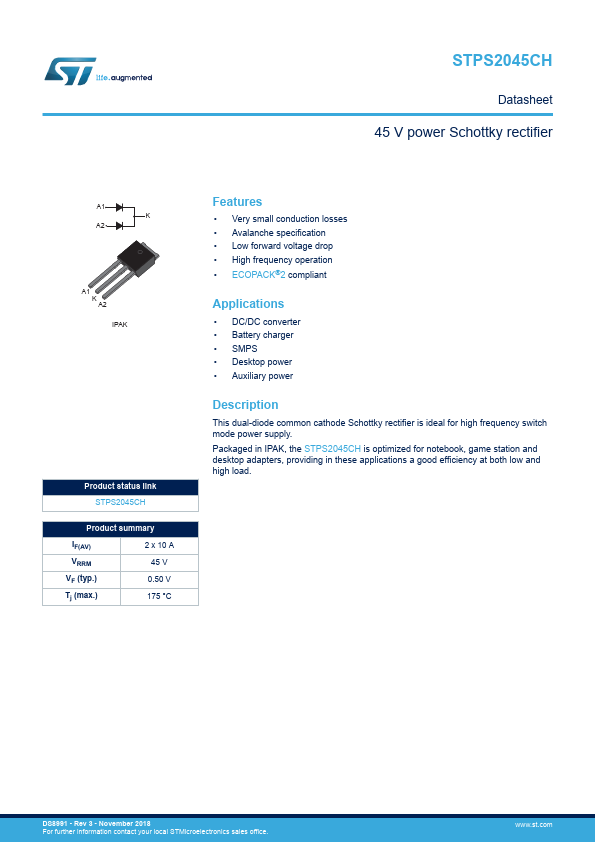 STPS2045CH Datasheet Preview