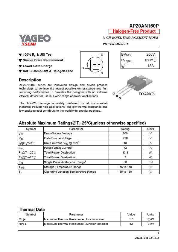 XP20AN160P Datasheet Preview