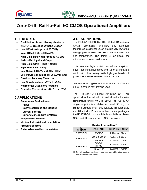 RS8557-Q1 Datasheet Preview
