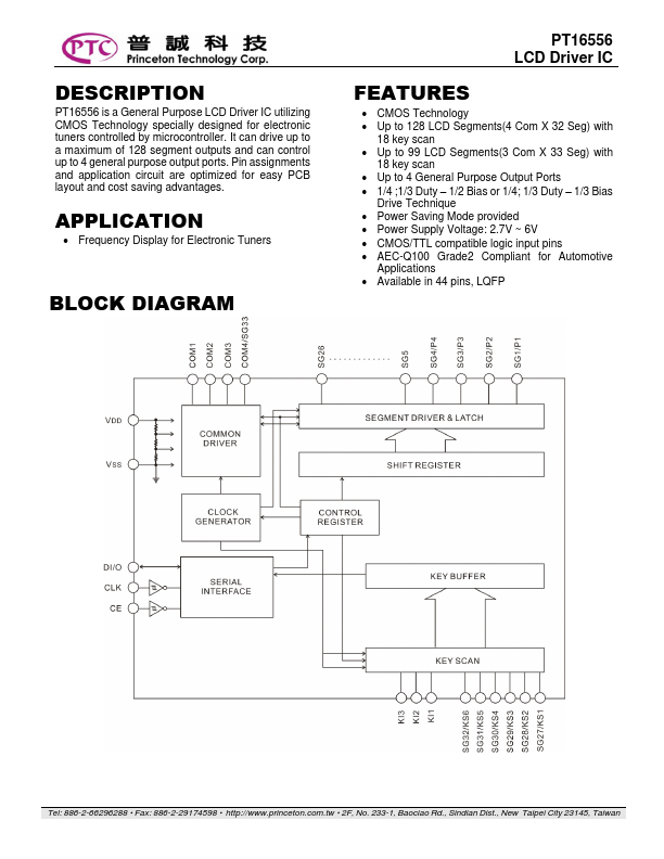 PT16556 Datasheet Preview