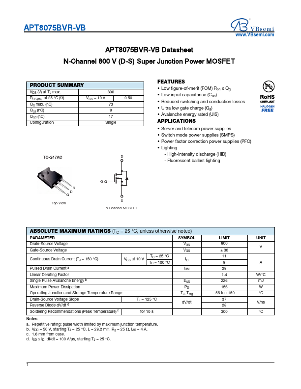 APT8075BVR Datasheet Preview