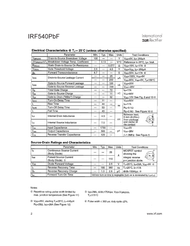 IRF540PBF