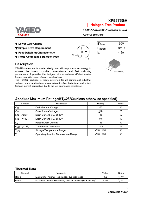 XP9575GH Datasheet Preview