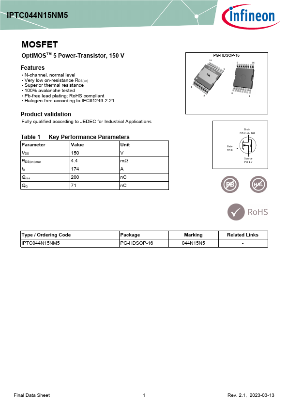 IPTC044N15NM5 Datasheet Preview