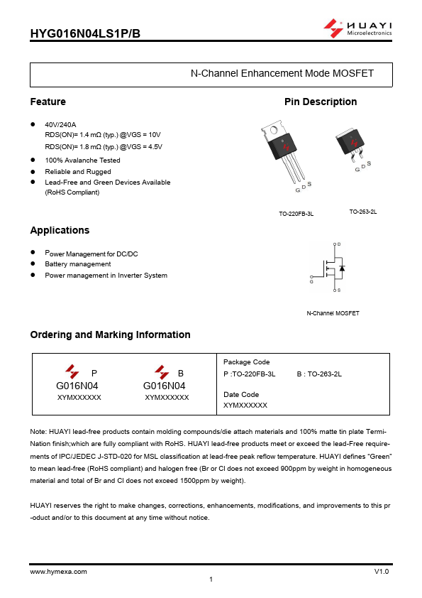 HYG016N04LS1B Datasheet Preview