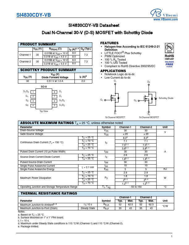 SI4830CDY Datasheet Preview