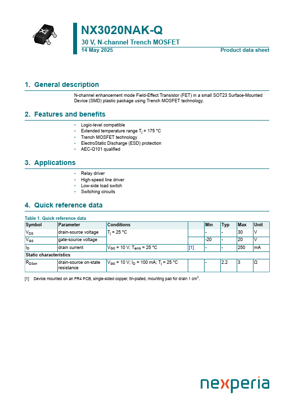 NX3020NAK-Q Datasheet Preview