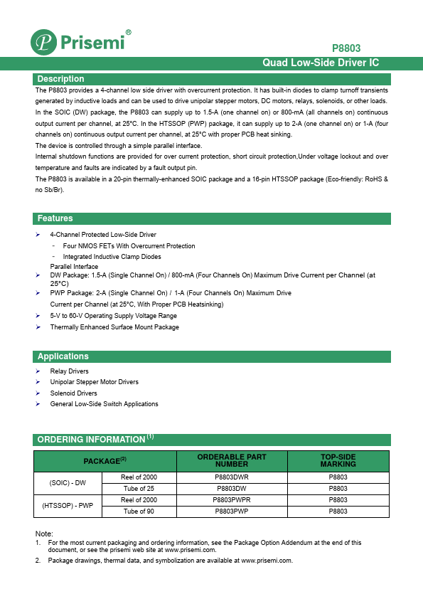P8803 Datasheet Preview