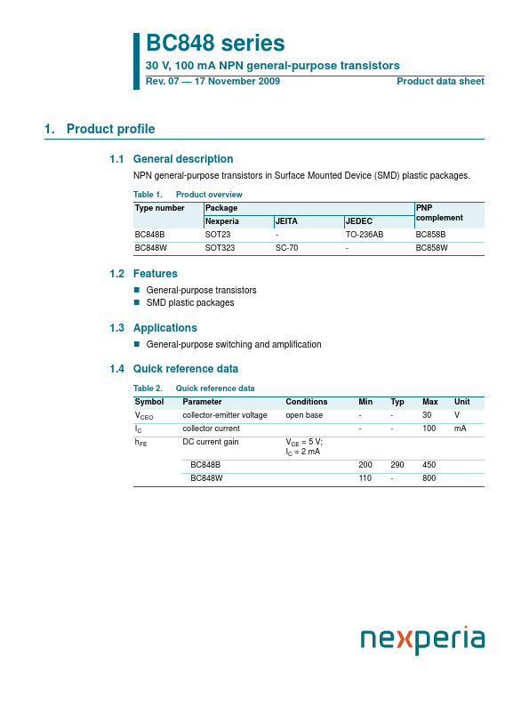 BC848B Datasheet Preview