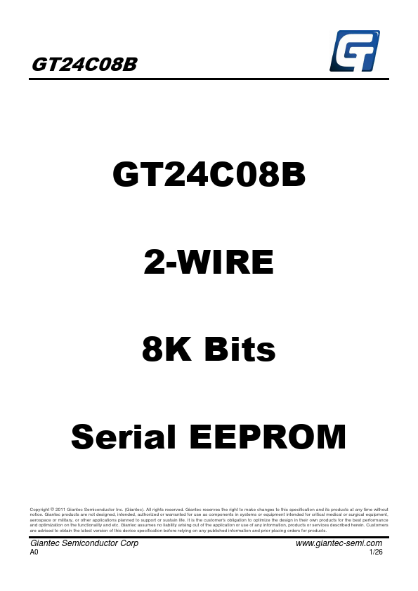 GT24C08B Datasheet Preview