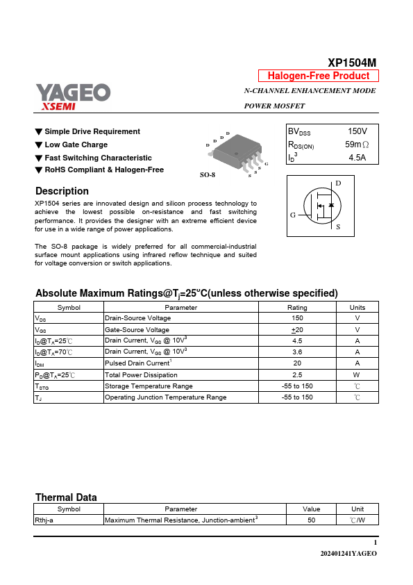 XP1504M Datasheet Preview