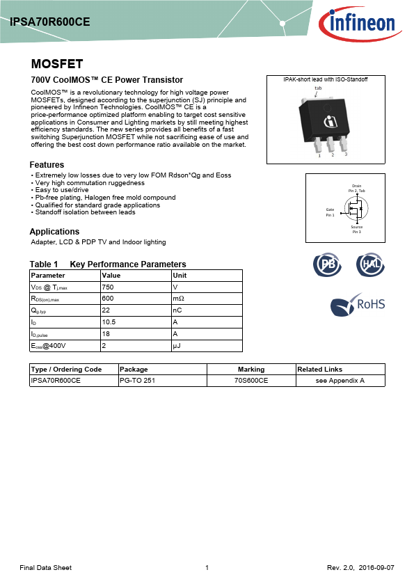 IPSA70R600CE