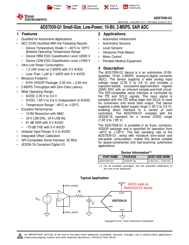 ADS7039-Q1