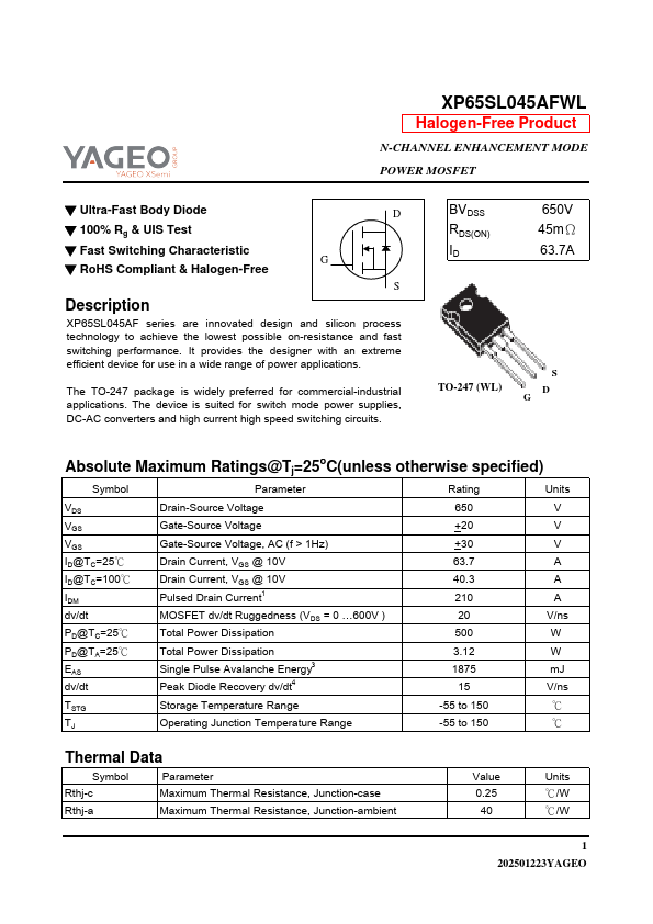 XP65SL045AFWL Datasheet Preview
