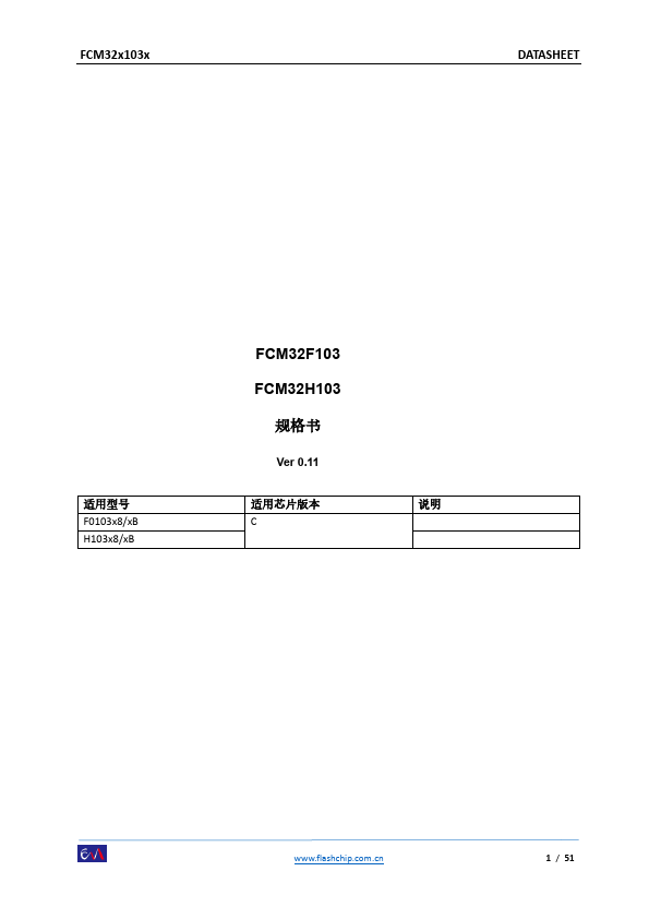 FCM32F103 32-bit MCU by flashchip - Datasheet Preview