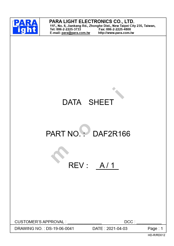 DAF2R166 0.5 ALPHA-NUMERIC DISPLAY by PARA LIGHT - Datasheet Preview