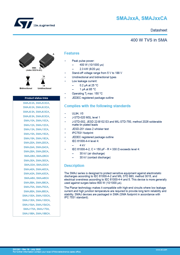 SMAJ28A Datasheet Preview