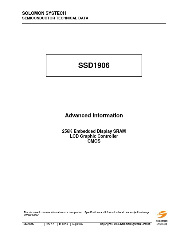 SSD1906 Datasheet Preview
