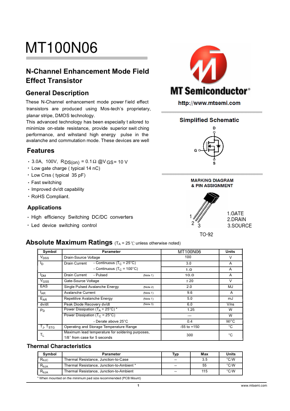 MT100N06 Datasheet Preview