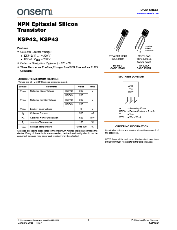 KSP42 Datasheet Preview