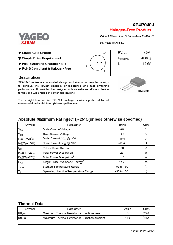 XP4P040J Datasheet Preview