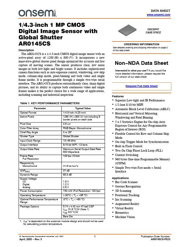 AR0145CS Datasheet Preview