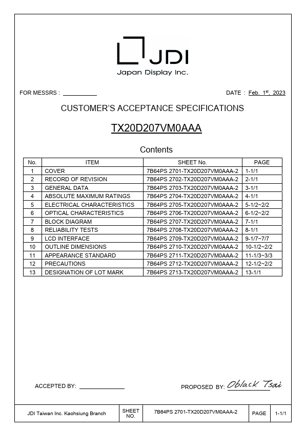 TX20D207VM0AAA Datasheet Preview