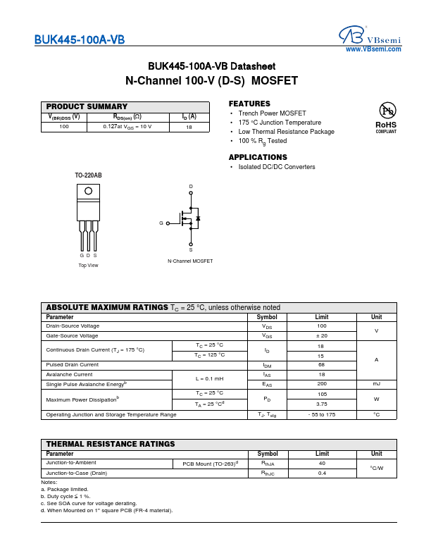 BUK445-100A Datasheet Preview