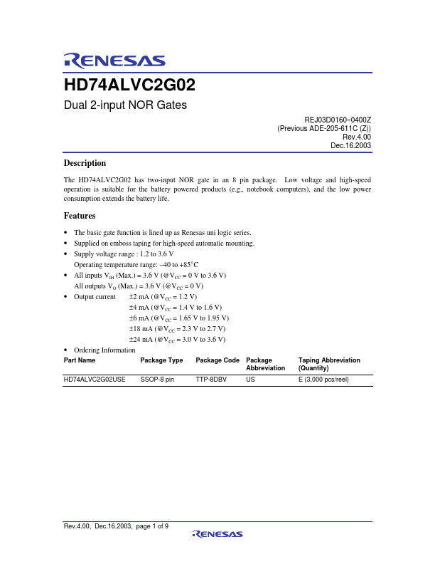 HD74ALVC2G02