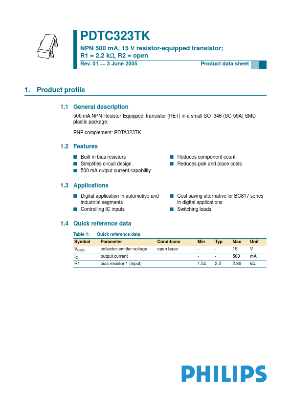 PDTC323TK Datasheet Preview