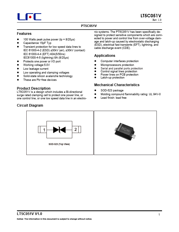 PT5C051V Datasheet Preview