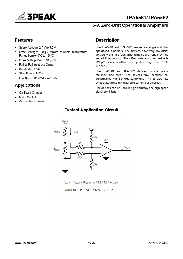 TPA5561 Datasheet Preview