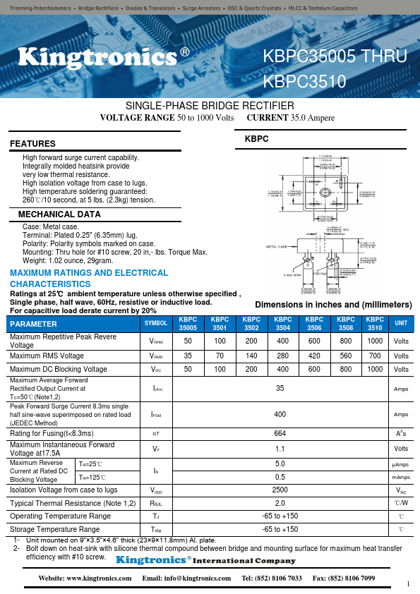 KBPC35005 Datasheet Preview
