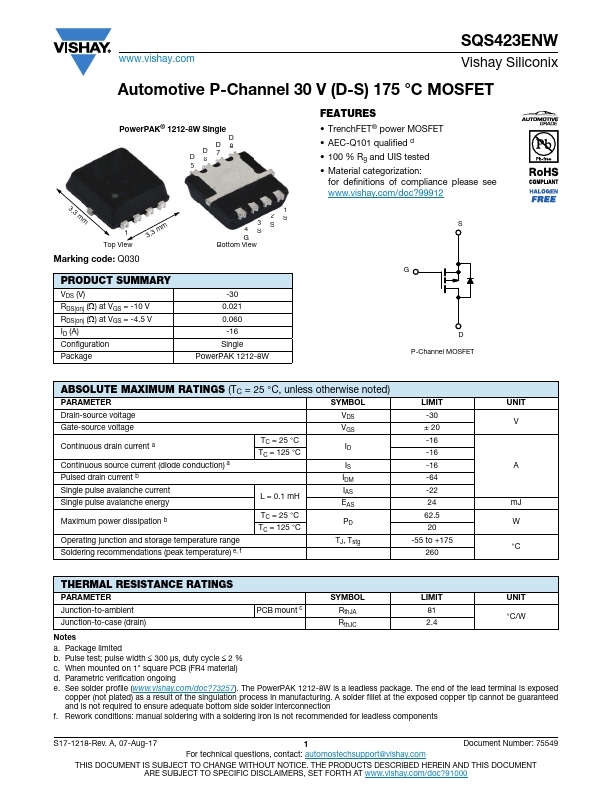 SQS423ENW Datasheet Preview