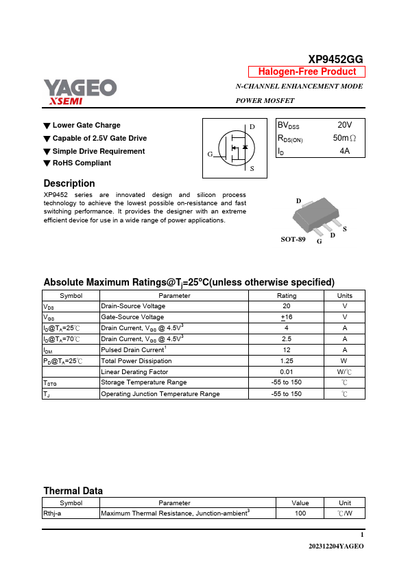 XP9452GG Datasheet Preview
