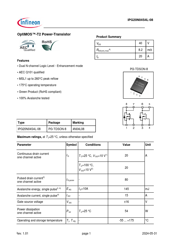 IPG20N04S4L-08