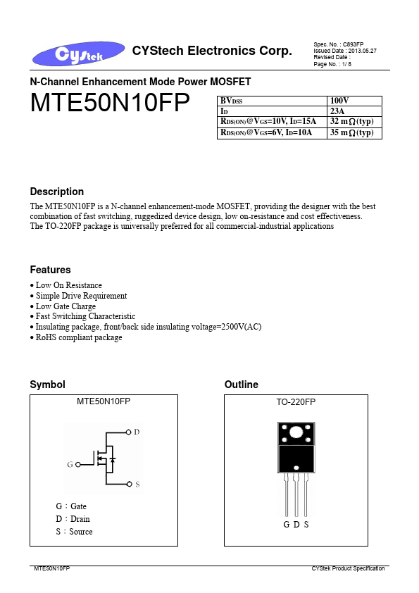 MTE50N10FP