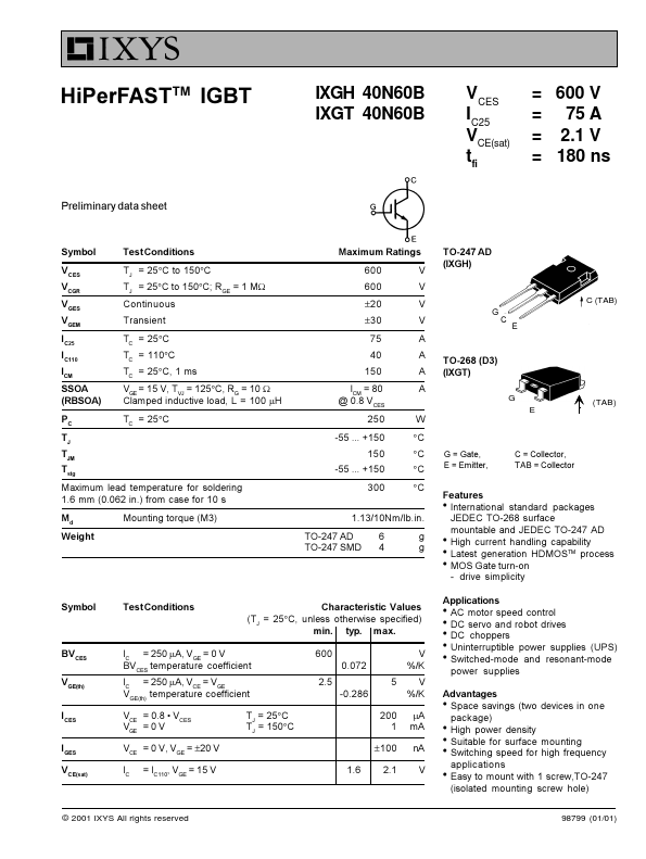 IXGH40N60B