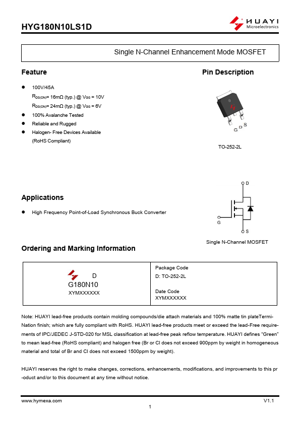 HYG180N10LS1D Datasheet Preview